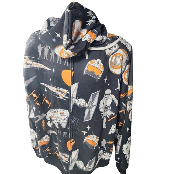 Star Wars Full Zip Hoodie Men Large Womens 2XL BB-8 Millennium Sweatshirt Lounge - Picture 9 of 14